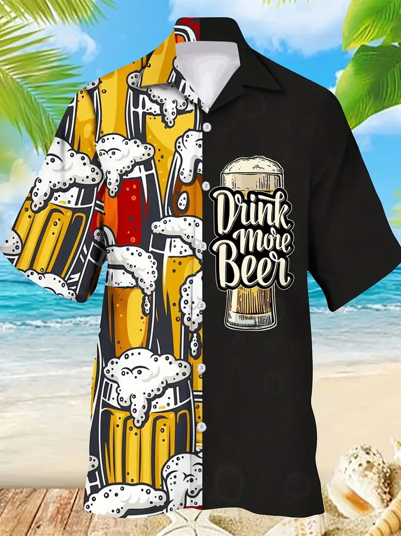 Beer 3D Print Short Sleeve Shirt