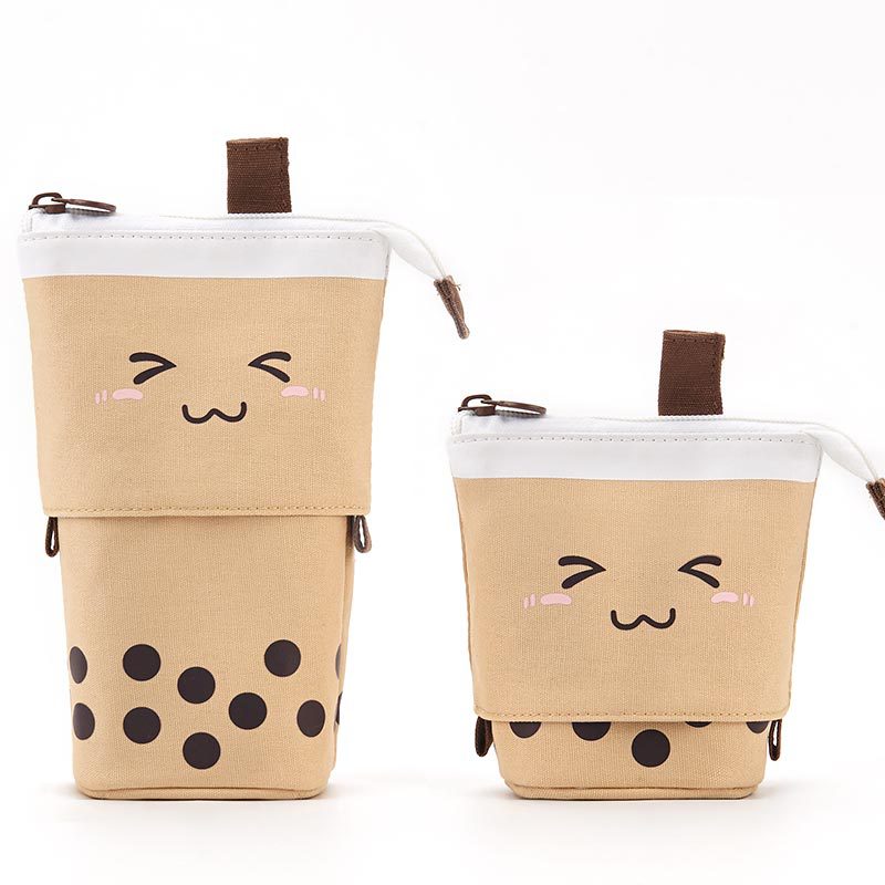 Estuche retráctil para lápices con diseño de cara sonriente