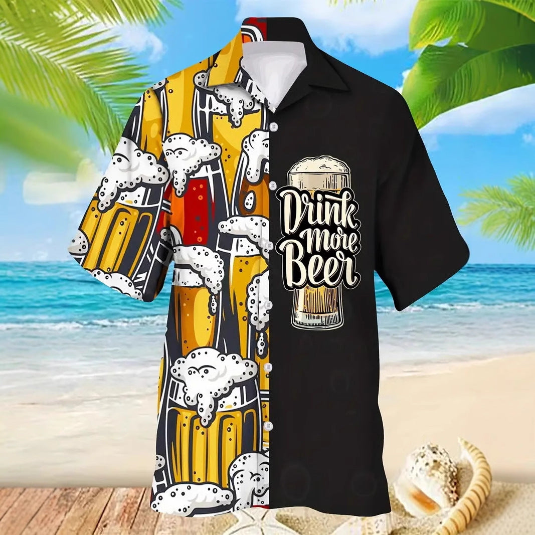 Beer 3D Print Short Sleeve Shirt