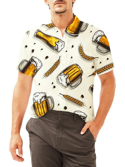 Beer 3D Print Short Sleeve Shirt