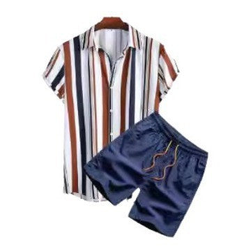 Camisa manga corta con estampado digital, cárdigan, trayectoria de playa informal
