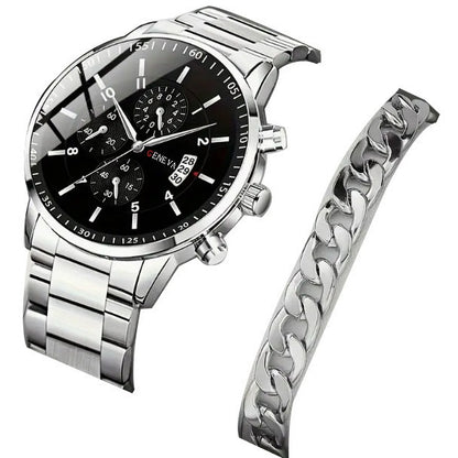 Reloj con correa y pulsera de acero   para hombre