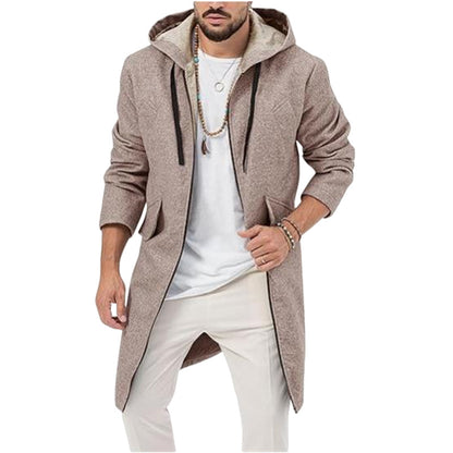 Abrigo con capucha estilo cárdigan de lana