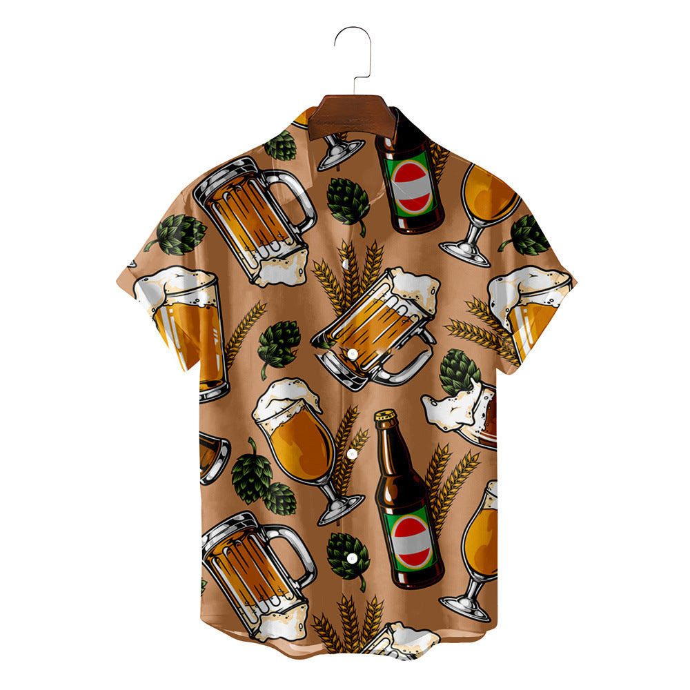Beer 3D Print Short Sleeve Shirt