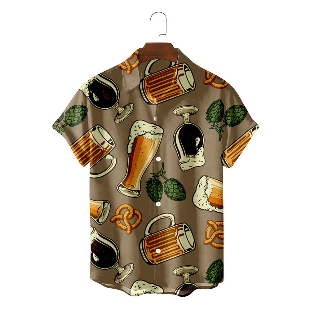 Beer 3D Print Short Sleeve Shirt