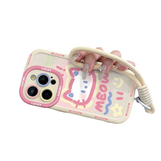 Funda de silicona para teléfono con diseño de gato pintado a mano