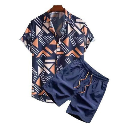 Camisa manga corta con estampado digital, cárdigan, trayectoria de playa informal