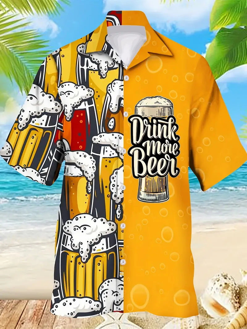 Beer 3D Print Short Sleeve Shirt