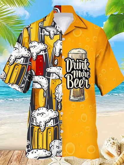 Beer 3D Print Short Sleeve Shirt
