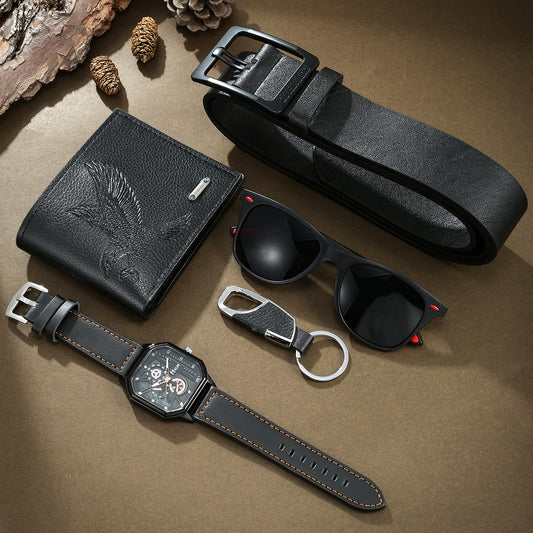 Reloj con cartera de negocios con diseño de águila y accesorios 5 piezas