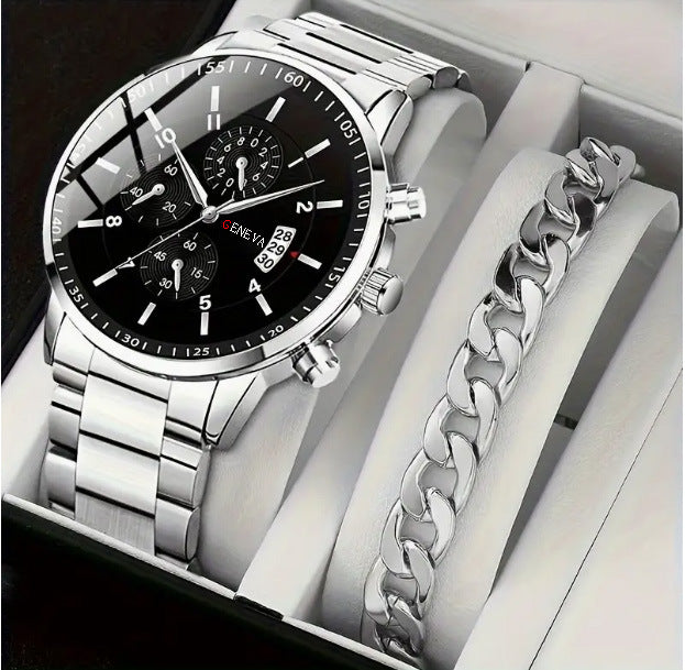 Reloj con correa y pulsera de acero   para hombre