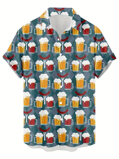 Beer 3D Print Short Sleeve Shirt