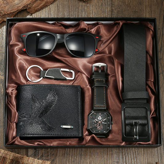 Reloj con cartera de negocios con diseño de águila y accesorios 5 piezas