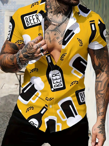 Beer 3D Print Short Sleeve Shirt