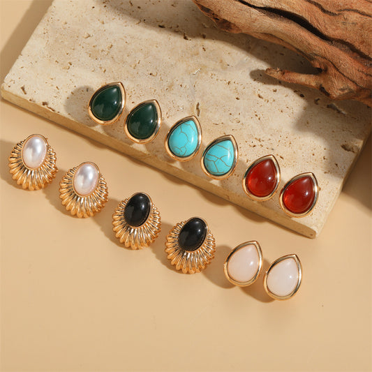 Pendientes de turquesa con forma de gota estilo moderno