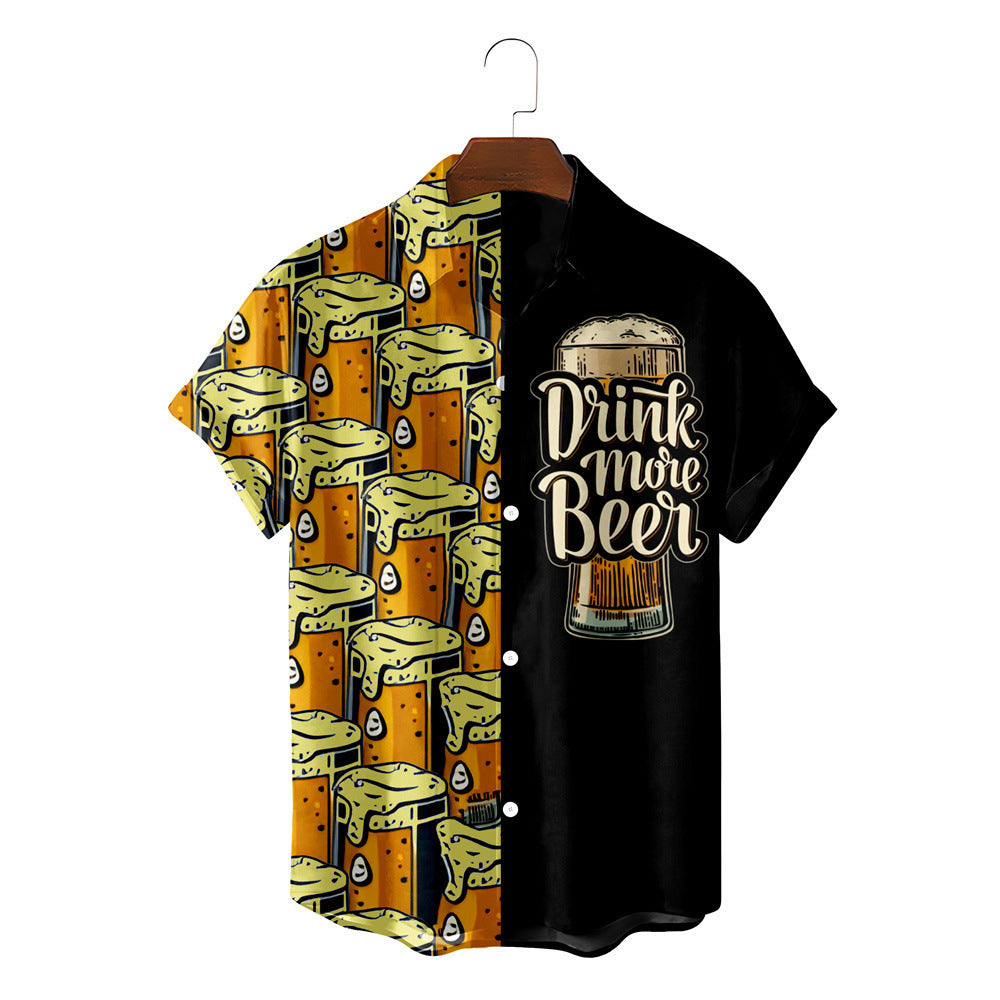 Beer 3D Print Short Sleeve Shirt