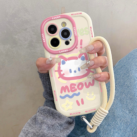 Funda de silicona para teléfono con diseño de gato pintado a mano
