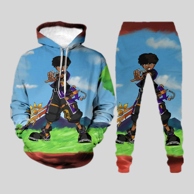 Suéter holgado con estampado digital 3D para hombre