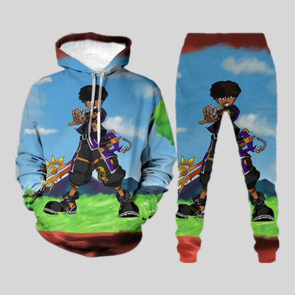 Suéter holgado con estampado digital 3D para hombre
