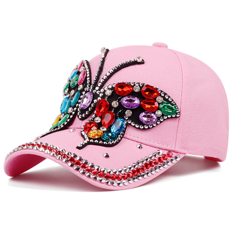 Cowboy cap with butterfly and diamond visor