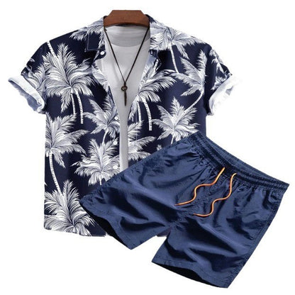 Camisa manga corta con estampado digital, cárdigan, trayectoria de playa informal