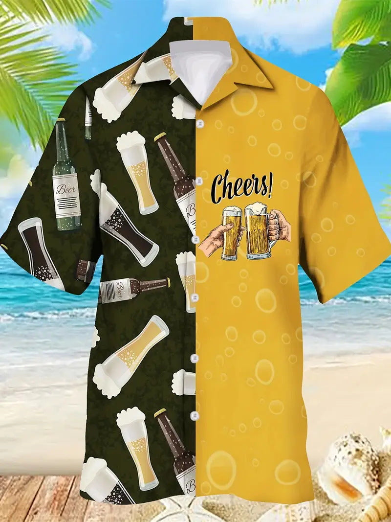 Beer 3D Print Short Sleeve Shirt