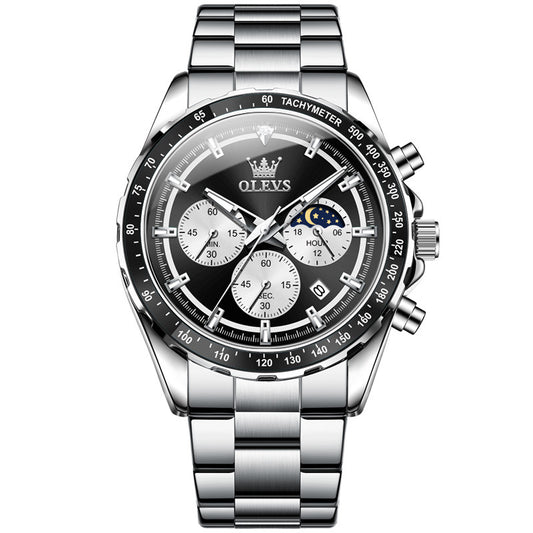 Reloj deportivo multifunción de cuarzo automático para hombre con correa de acero