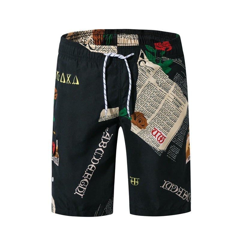 Pantalones de playa holgados estampados para hombre