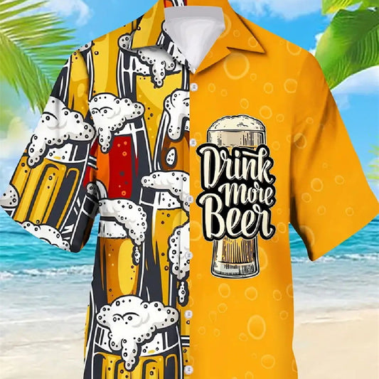 Camisa de manga corta con estampado 3D de cerveza