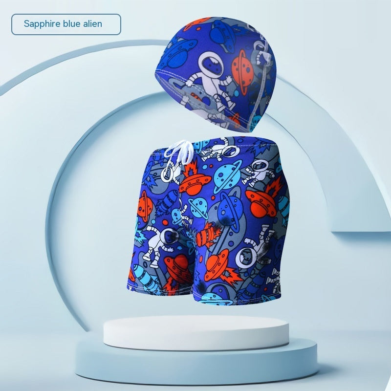 Children's swimsuit with swim cap, ideal for beach holidays