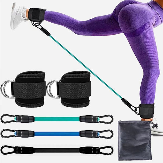 Bandas de resistencia para tobillos y cuerda de tracción para fortalecer las caderas y piernas