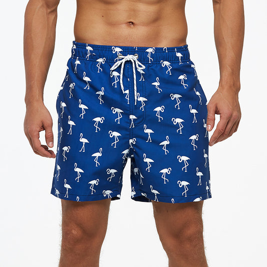 Men's quick-drying beach swim trunks with mesh lining