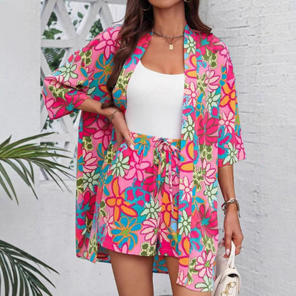 Conjunto elegante de dos piezas con estampado floral