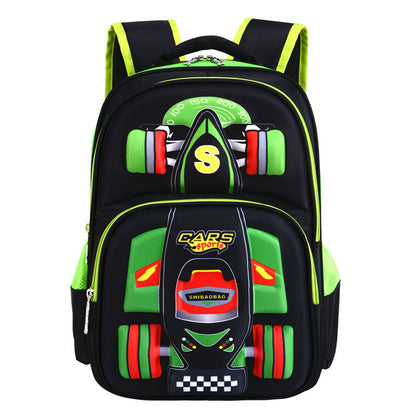 Mochila escolar con carrito tridimensional para niños de primaria.