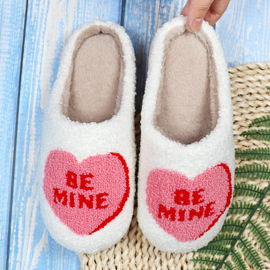 Pantuflas de algodón con forma de corazón para mujer,
