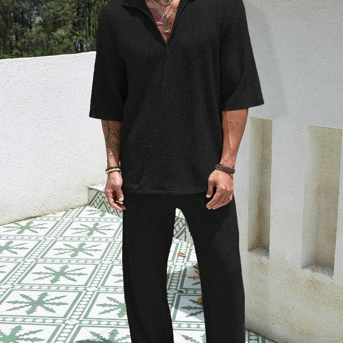 Men's summer suits: short-sleeved T-shirt and loose straight pants