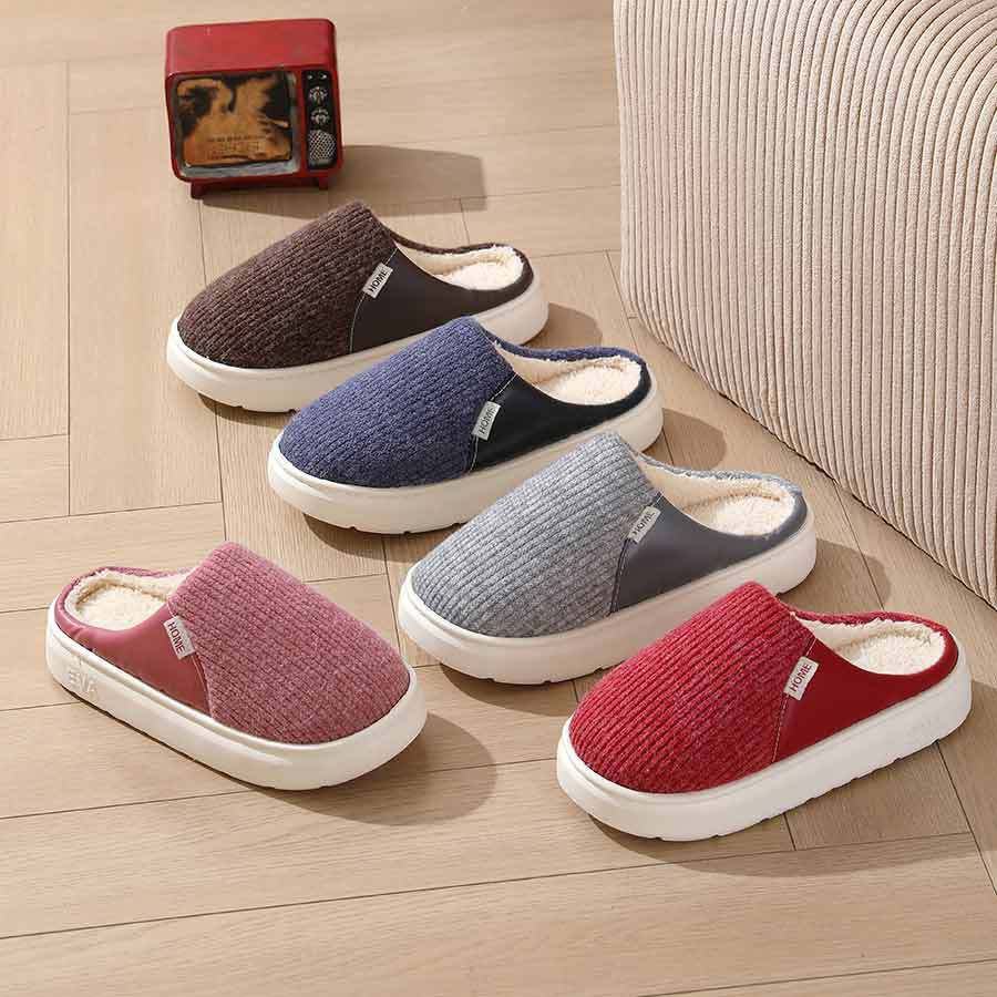Winter Warm Plush Slippers Thick Sole Non-Slip Home Shoes for Women and Men