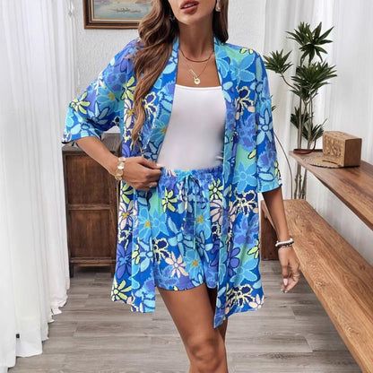 Conjunto elegante de dos piezas con estampado floral