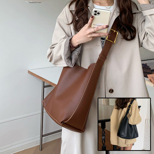 Bolso de hombro para mujer estilo bandolera minimalista de piel sintética