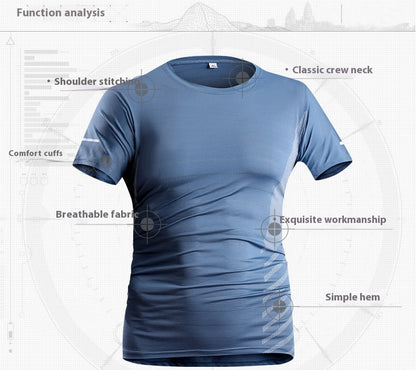 Men's ice silk T-shirt, quick-drying, breathable and fashionable.