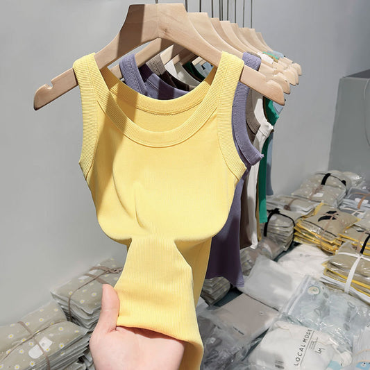 Camiseta de color liso para mujer con base fina