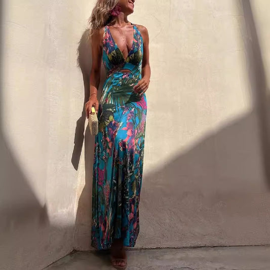 Vestido de verano estampado con tirantes
