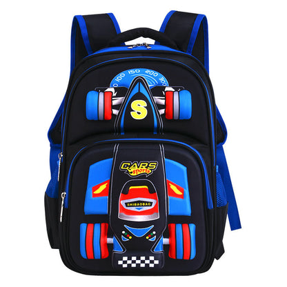 Mochila escolar con carrito tridimensional para niños de primaria.