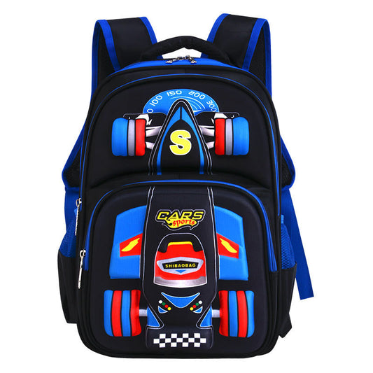 Mochila escolar con carrito tridimensional para niños de primaria.