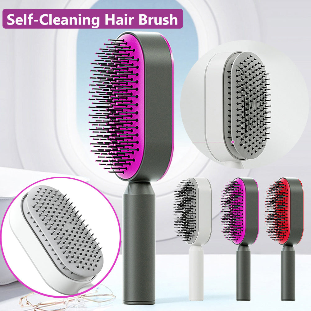 Self-cleaning hair care brush