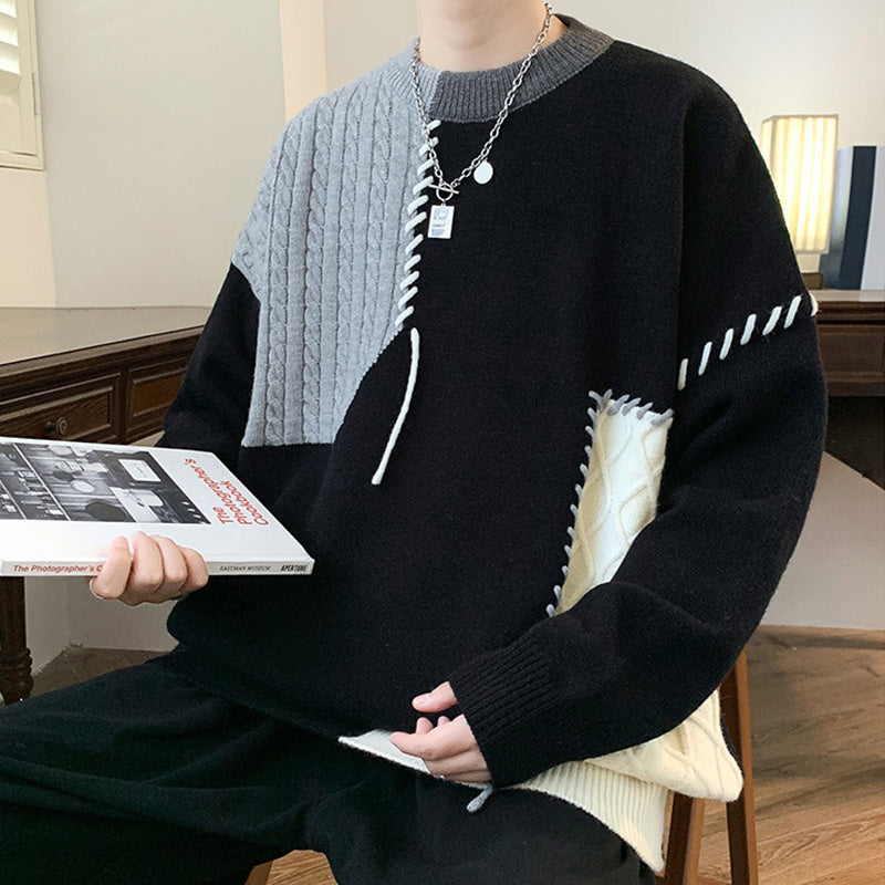 Men's Color Block Long Sleeve Sweater