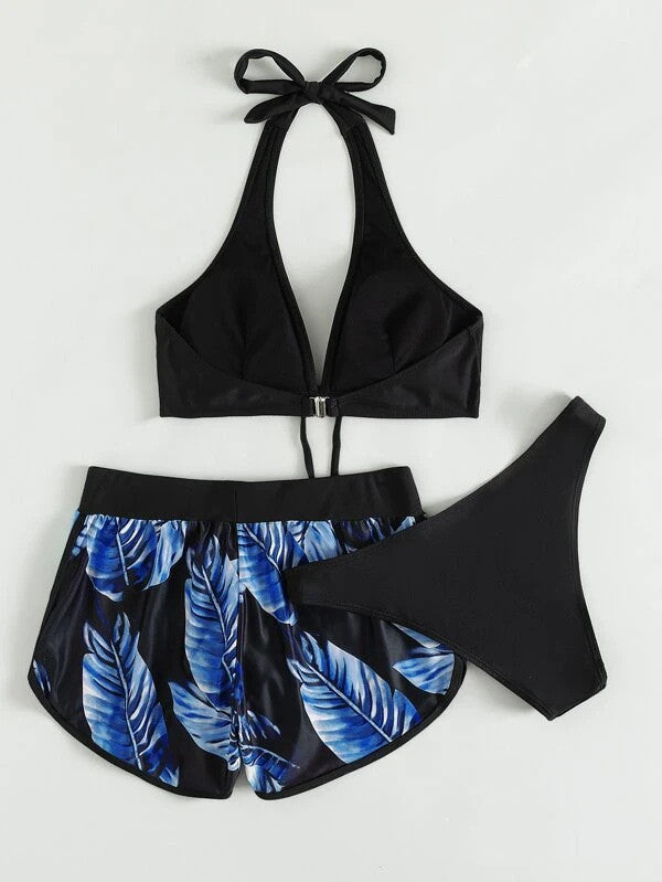 2-piece bikini with leaf print