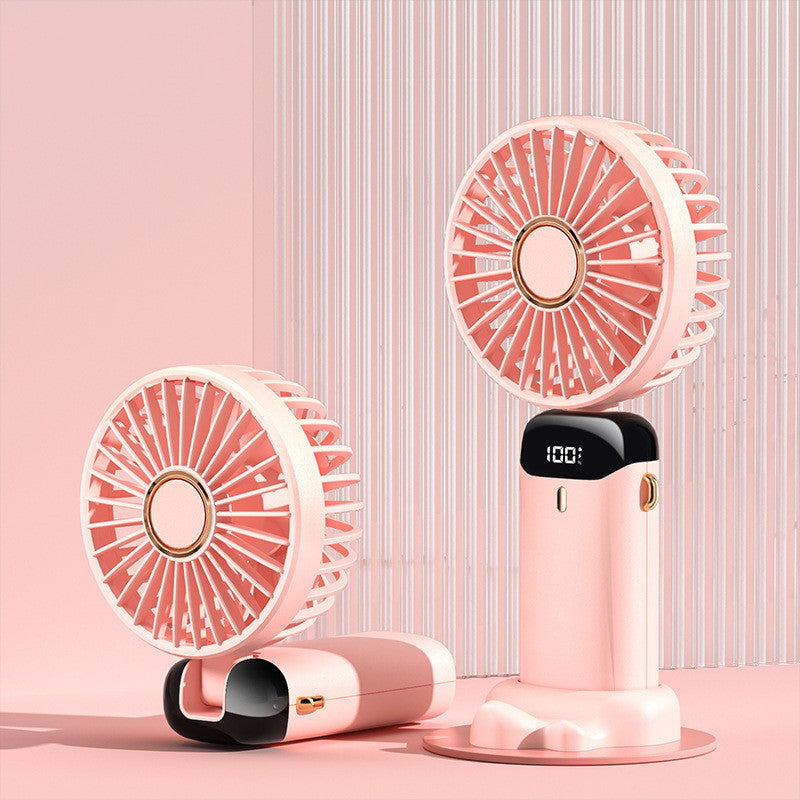 Mini ventilador eléctrico portátil de mano recargable por USB plegable para colgar en el cuello ajustable con 5 velocidades