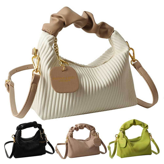 Bolso bandolera de piel sintética con pliegues sencillo y elegante