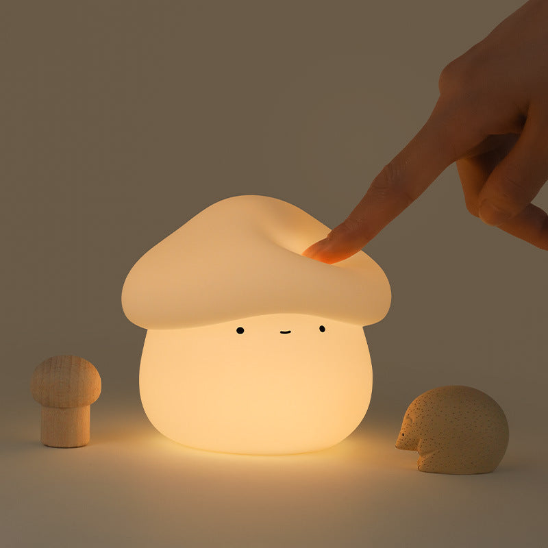 Lámpara de noche pequeña con forma de hongo de silicona con temporizador